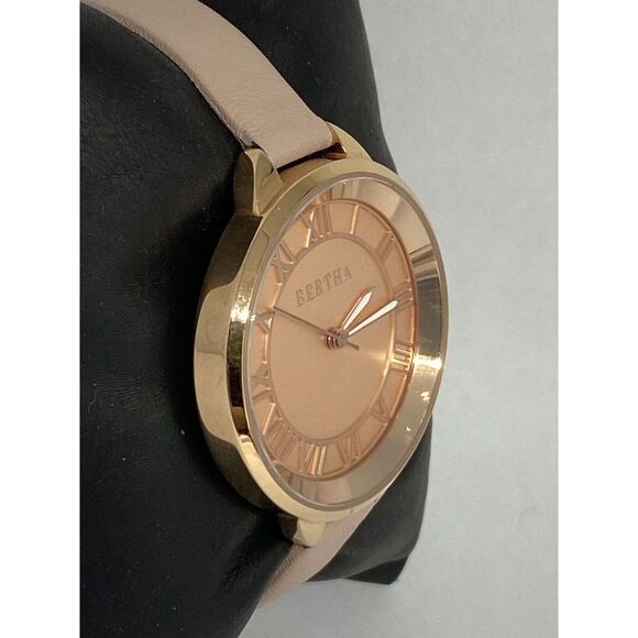 Bertha Women's Tan Leather Analog Rose Gold Dial Quartz Genuine Watch WK17 - Picture 5 of 12